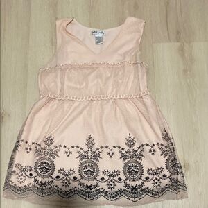 Women’s Peach and Black Embroidered Dress